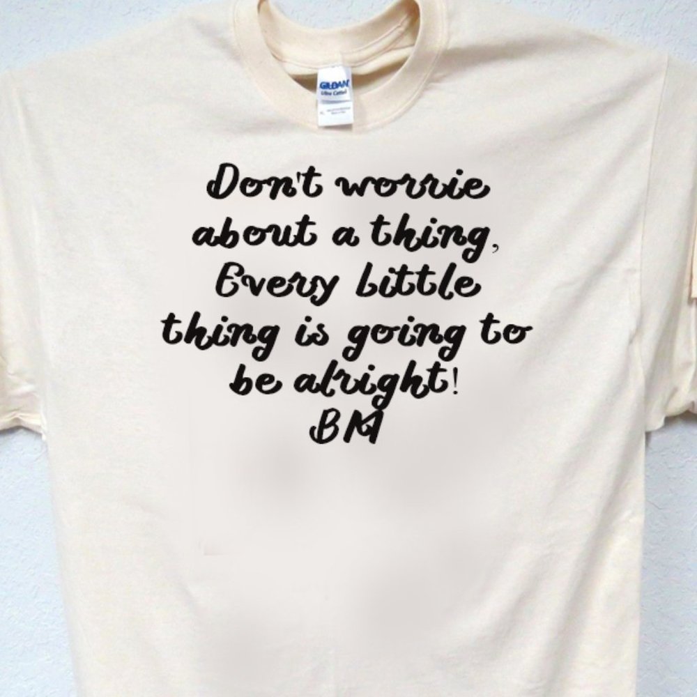 BOB MARLEY, DON'T WORRY ABOUT A THING COOL MENS IVORY TEE T-2012